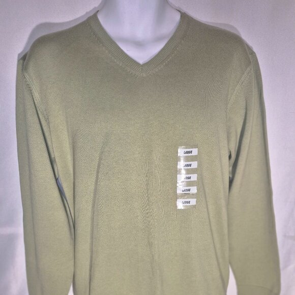 KENNETH COLE REACTION V-Neck cotton sweater, green in size Large NWT - Picture 8 of 16